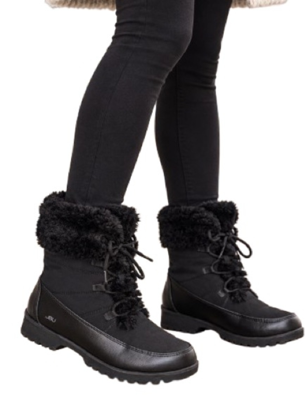 JBU Colorado Black Faux Fur Lace-Up Winter Boots Women’s 7M